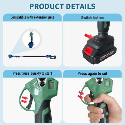 Professional 21v Battery Powered Garden Tree Pruner Electric Cordless Tree Cutter Pruning Shears