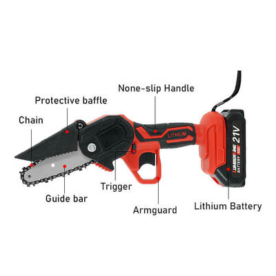 Handheld Cordless Chainsaw Garden Tools, Small Chainsaw Lithium Battery Portable Woodworking