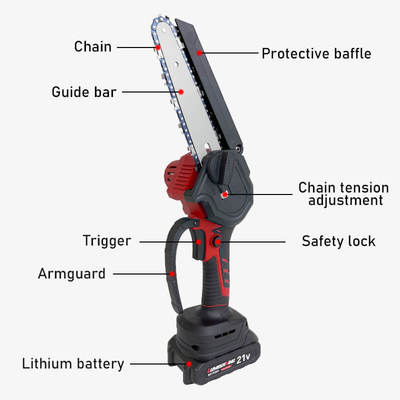 Hot Sale 6-Inch Battery-Powered Brushless Electric Chainsaw Rechargeable Mini Cordless Pruning Pole Saw