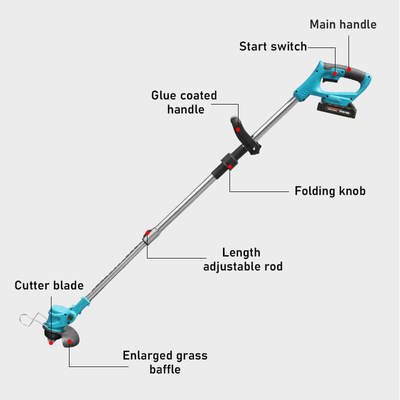 Portable Grass Trimmer Electric Brush Cutter Battery Powered Lightweight Garden Machine